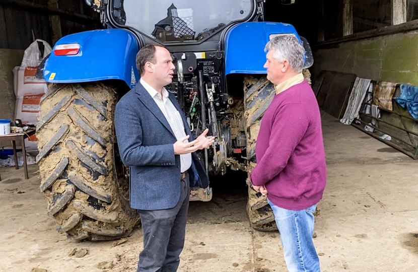 Greg discussing pressures on  farming with Haddenham farmer Anthony Aston.  We must do everything we can to support our farmers post-Brexit.