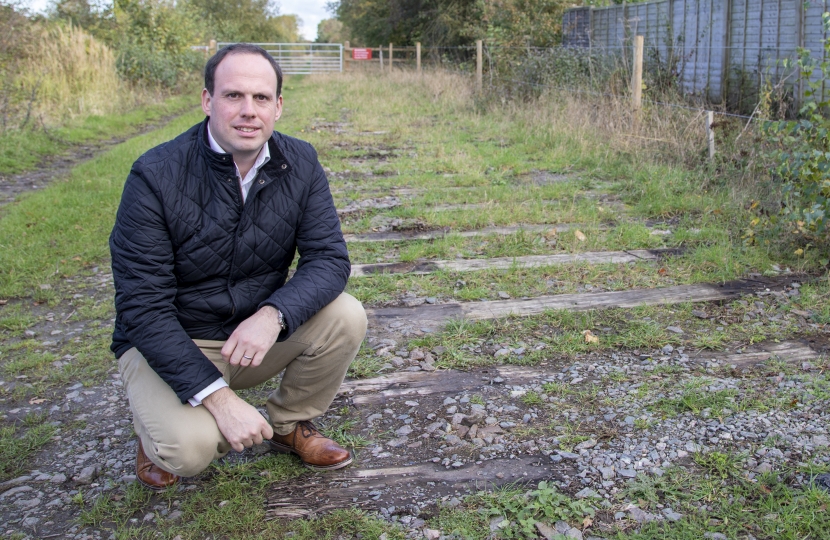 Greg inspects old, mothballed track for East-West Rail at Verney Junction