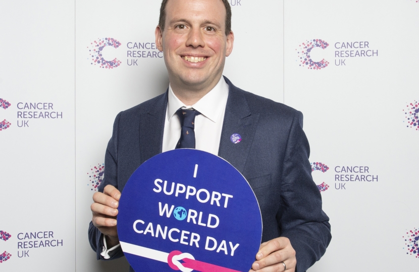 Greg Smith supporting Cancer Research UK on World Cancer Day.