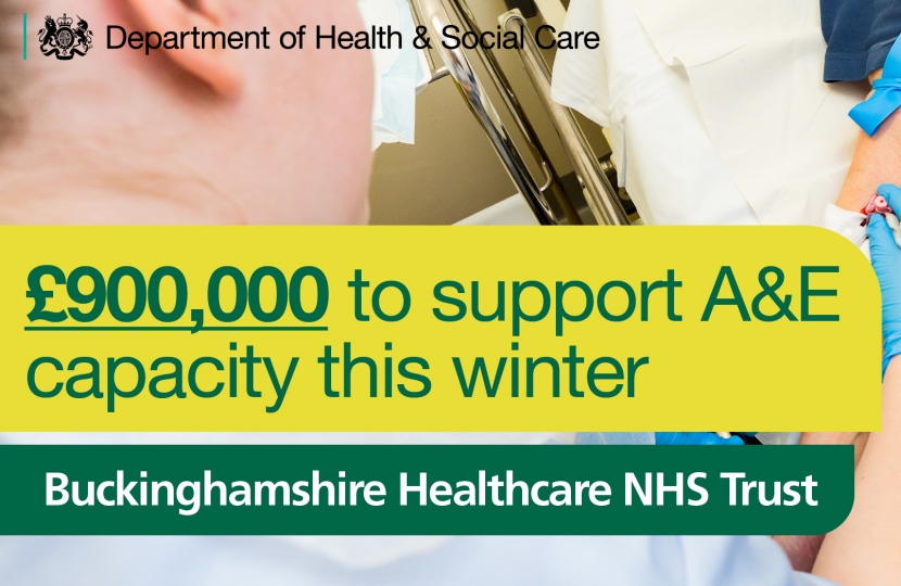 Buckinghamshire to receive £900,000 additional funding to upgrade A&E facilities ahead of winter