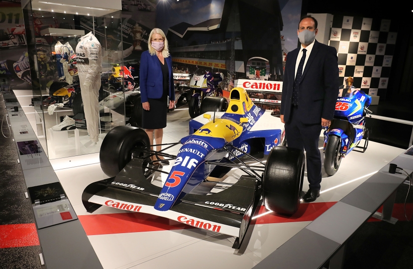 Greg with Amanda Milling MP at the Silverstone Experience.