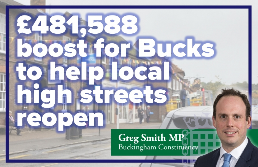 £481,588 funding boost to help local high streets reopen