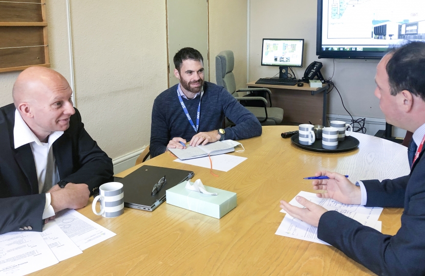 Greg Smith MP meeting with Dr George Gavriel and Dr Ben Burgess at The Swan Practice in Buckingham.