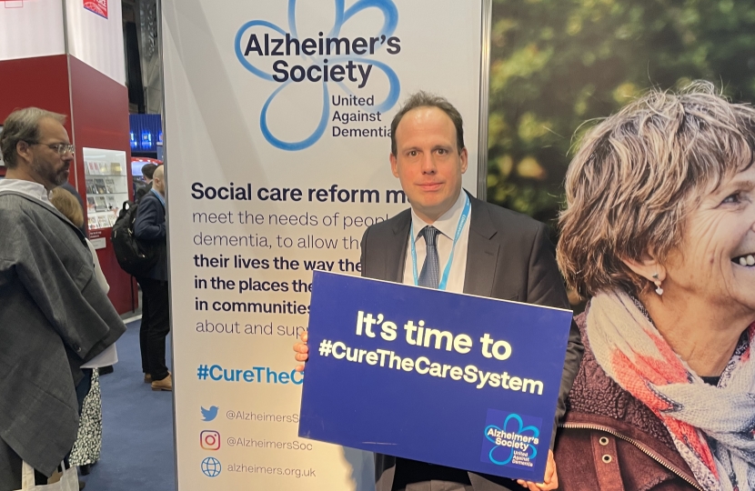 Greg Smith MP supports Alzheimer’s Society’s Cure the Care System campaign at the Conservative Party Conference
