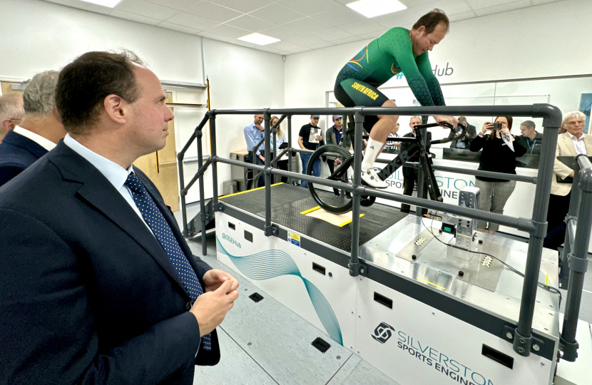 Greg formally opens Silverstone Sports Hub Pedalling Efficiency Rig