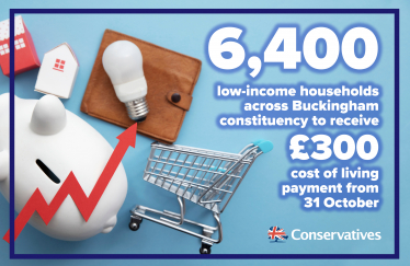 Greg welcomes second Cost of Living payment from Conservative Government for 6,400 vulnerable households in Buckingham constituency