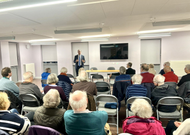 Greg addresses Haddenham Village Society meeting